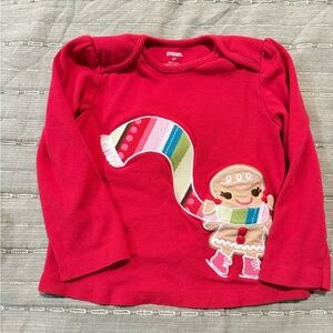 Gymboree Red Long Sleeve Tee with Gingerbread and Candy Cane